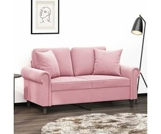 Dvivietė sofa su pagalvėlėmis, rožinės spalvos, 120cm, aksomas