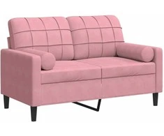 Dvivietė sofa su pagalvėlėmis, rožinės spalvos, 120cm, aksomas
