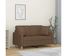 Dvivietė sofa su pagalvėlėmis, rudos spalvos, 120cm, audinys