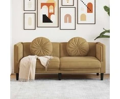 Dvivietė sofa su pagalvėlėmis, ruda, dirbtinė versta oda