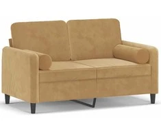 Dvivietė sofa su pagalvėlėmis, rudos spalvos, 120cm, aksomas