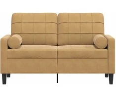 Dvivietė sofa su pagalvėlėmis, rudos spalvos, 120cm, aksomas