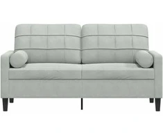 Dvivietė sofa su pagalvėlėmis, šviesiai pilka, 140cm, aksomas