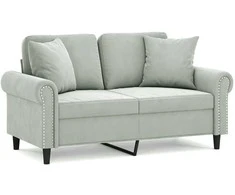 Dvivietė sofa su pagalvėlėmis, šviesiai pilka, 120cm, aksomas