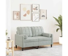 Dvivietė sofa su pagalvėlėmis, šviesiai pilka, 120cm, aksomas