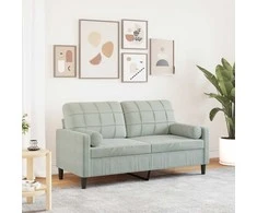 Dvivietė sofa su pagalvėlėmis, šviesiai pilka, 140cm, aksomas