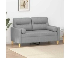 Dvivietė sofa su pagalvėlėmis, šviesiai pilka, 120cm, audinys