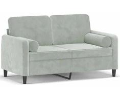 Dvivietė sofa su pagalvėlėmis, šviesiai pilka, 120cm, aksomas