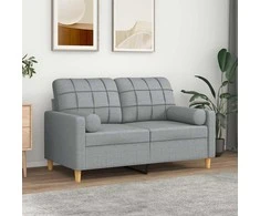 Dvivietė sofa su pagalvėlėmis, šviesiai pilka, 120cm, audinys