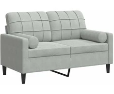 Dvivietė sofa su pagalvėlėmis, šviesiai pilka, 120cm, aksomas