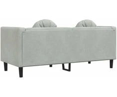 Dvivietė sofa su pagalvėlėmis, šviesiai pilkos spalvos, aksomas