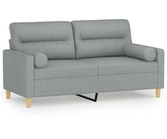 Dvivietė sofa su pagalvėlėmis, šviesiai pilka, 140cm, audinys
