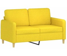 Dvivietė sofa su pagalvėlėmis, šviesiai geltona, 120cm, audinys