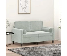 Dvivietė sofa su pagalvėlėmis, šviesiai pilka, 120cm, aksomas