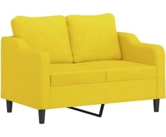 Dvivietė sofa su pagalvėlėmis, šviesiai geltona, 120cm, audinys