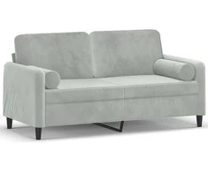 Dvivietė sofa su pagalvėlėmis, šviesiai pilka, 140cm, aksomas