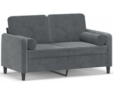 Dvivietė sofa su pagalvėlėmis, tamsiai pilka, 120cm, aksomas