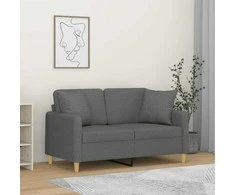 Dvivietė sofa su pagalvėlėmis, tamsiai pilka, 120cm, audinys