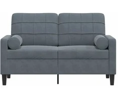 Dvivietė sofa su pagalvėlėmis, tamsiai pilka, 120cm, aksomas