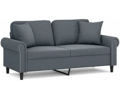 Dvivietė sofa su pagalvėlėmis, tamsiai pilka, 140cm, aksomas
