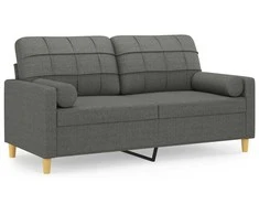 Dvivietė sofa su pagalvėlėmis, tamsiai pilka, 140cm, audinys
