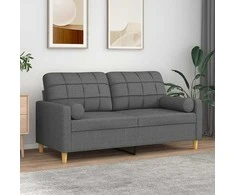 Dvivietė sofa su pagalvėlėmis, tamsiai pilka, 140cm, audinys