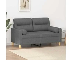 Dvivietė sofa su pagalvėlėmis, tamsiai pilka, 120cm, audinys