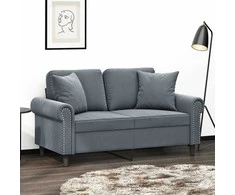 Dvivietė sofa su pagalvėlėmis, tamsiai pilka, 120cm, aksomas