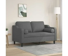 Dvivietė sofa su pagalvėlėmis, tamsiai pilka, 120cm, audinys