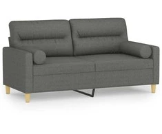 Dvivietė sofa su pagalvėlėmis, tamsiai pilka, 140cm, audinys