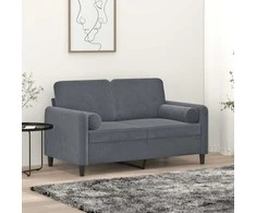 Dvivietė sofa su pagalvėlėmis, tamsiai pilka, 120cm, aksomas