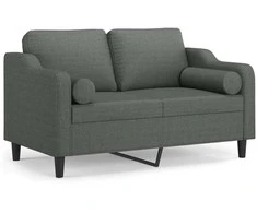 Dvivietė sofa su pagalvėlėmis, tamsiai pilka, 120cm, audinys