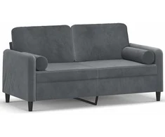 Dvivietė sofa su pagalvėlėmis, tamsiai pilka, 140cm, aksomas