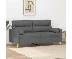Dvivietė sofa su pagalvėlėmis, tamsiai pilka, 140cm, audinys