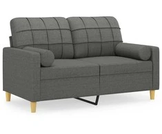 Dvivietė sofa su pagalvėlėmis, tamsiai pilka, 120cm, audinys