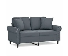 Dvivietė sofa su pagalvėlėmis, tamsiai pilka, 120cm, aksomas