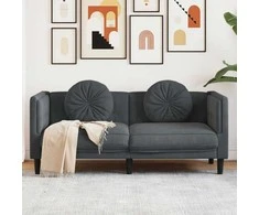 Dvivietė sofa su pagalvėlėmis, tamsiai pilkos spalvos, aksomas