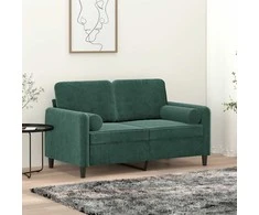 Dvivietė sofa su pagalvėlėmis, tamsiai žalia, 120cm, aksomas