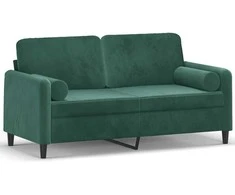 Dvivietė sofa su pagalvėlėmis, tamsiai žalia, 140cm, aksomas