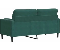 Dvivietė sofa su pagalvėlėmis, tamsiai žalia, 140cm, aksomas