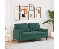 Dvivietė sofa su pagalvėlėmis, tamsiai žalia, 140cm, aksomas