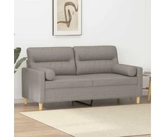 Dvivietė sofa su pagalvėlėmis, taupe spalvos, 140cm, audinys