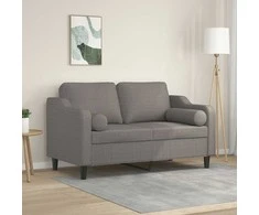 Dvivietė sofa su pagalvėlėmis, taupe spalvos, 120cm, audinys