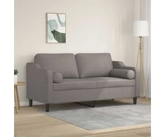 Dvivietė sofa su pagalvėlėmis, taupe spalvos, 140cm, audinys