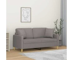 Dvivietė sofa su pagalvėlėmis, taupe spalvos, 140cm, audinys