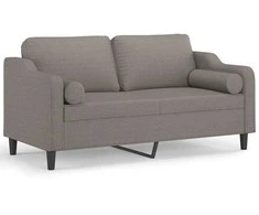 Dvivietė sofa su pagalvėlėmis, taupe spalvos, 140cm, audinys