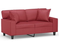 Dvivietė sofa su pagalvėlėmis, vyno, 120cm, dirbtinė oda