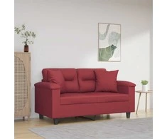 Dvivietė sofa su pagalvėlėmis, vyno, 120cm, dirbtinė oda