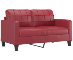 Dvivietė sofa su pagalvėlėmis, vyno, 140cm, dirbtinė oda