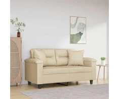 Dvivietė sofa su pagalvėmis, kreminė, 120cm, audinys